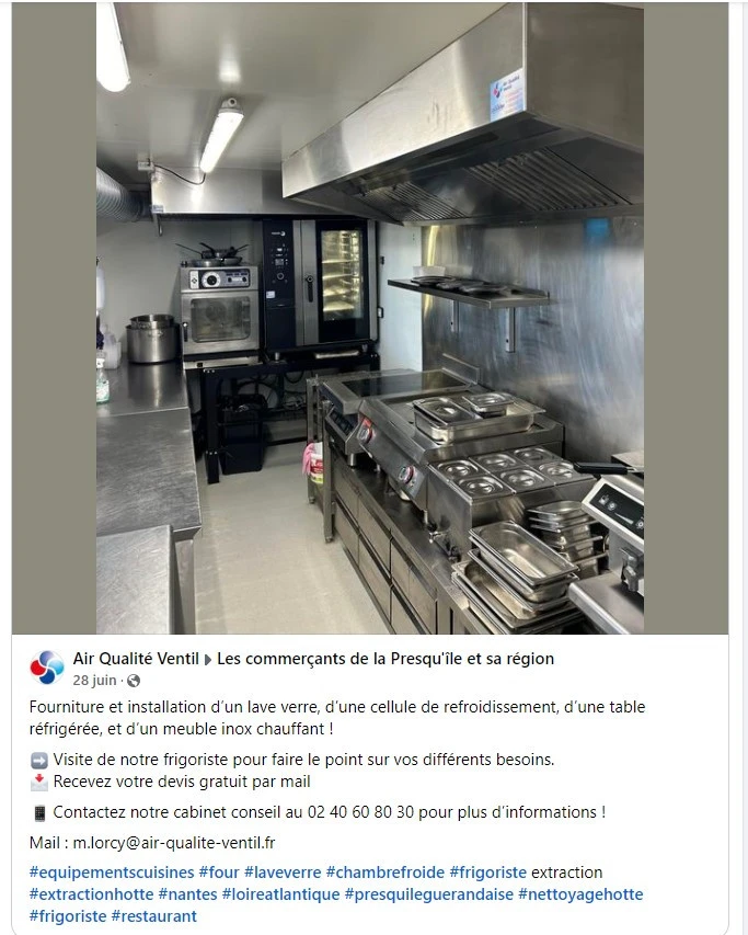 Installation d'équipements de cuisine professionnelle