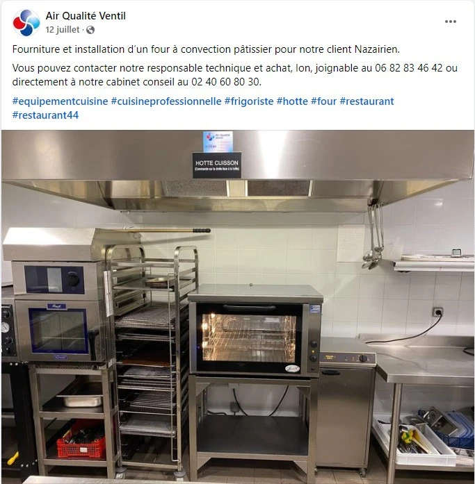 Fourniture et pose d'un four à convection pâtisserie